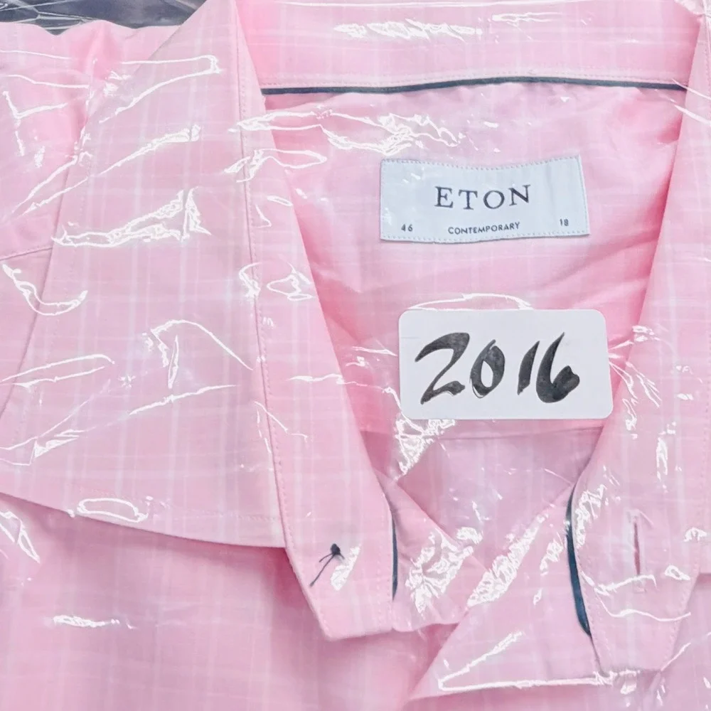 Eton Contemporary Fit Twill Dress Shirt Mens‎ XXL 18 (46) Pink Long Sleeve $270